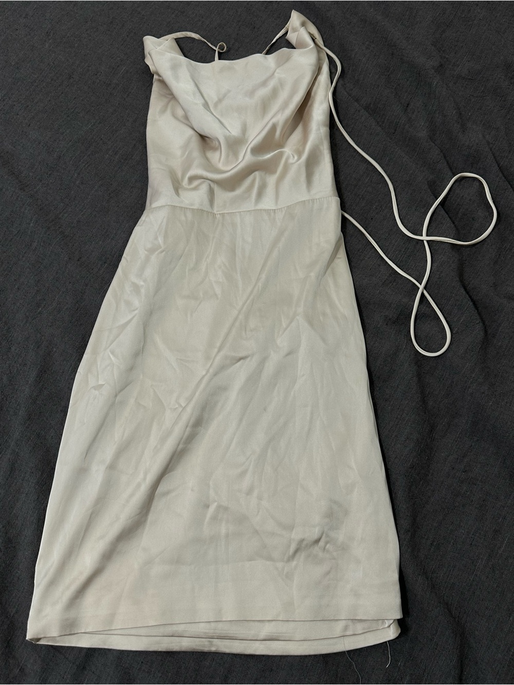 Meshki Ivory Cowl Neck Mini Slip Dress